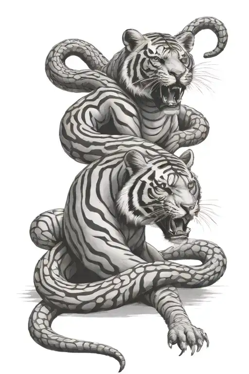 king cobra and tiger tattoo design idea