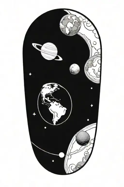sky,planets,time universe, tattoo design idea