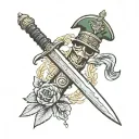 Royal marines commando dagger combined tattoo design idea