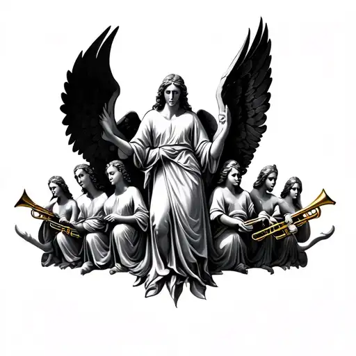 7 angels with 7 trumpets tattoo design tattoo design idea