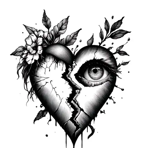 broken heart, missing daughter, half of life tattoo tattoo design idea