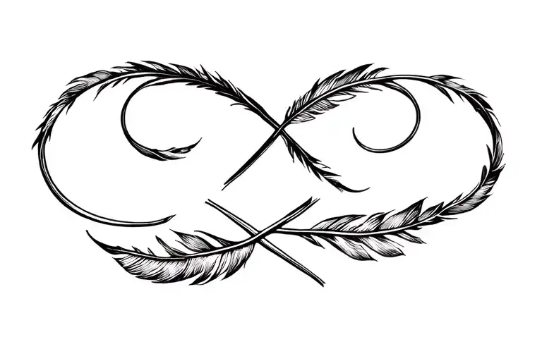Infinity from two or three feathers  tattoo design idea