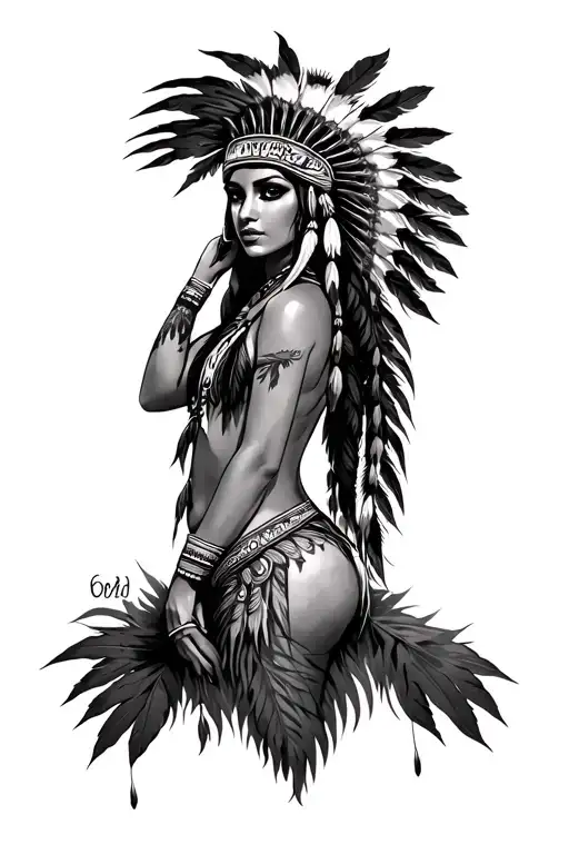 sexy native american woman tattoo design idea