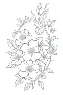 birthmonth flowe bouquet made up of march april August November and December flowers tattoo design idea