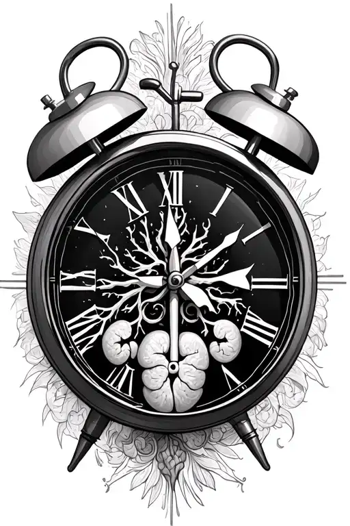 clock with 1 kidney inside representing donation tattoo design idea