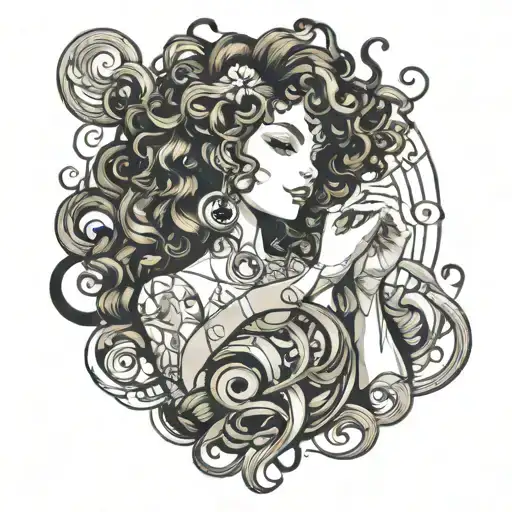 a curly massage therapist tattoo design idea