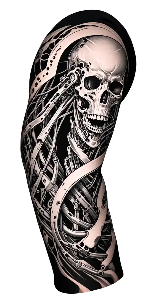 bio mechanical arm sleeve tattoo tattoo design idea
