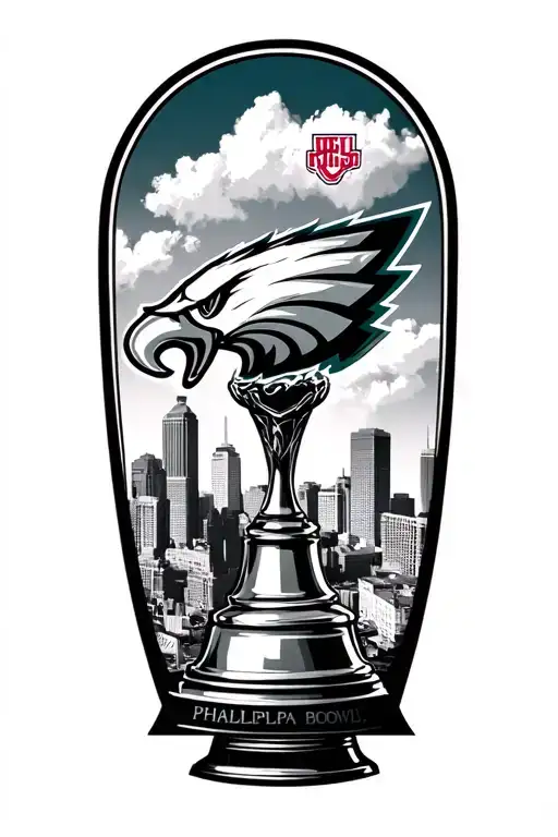 Philadelphia Phillies and Philadelphia eagles. incorporate World Series and Super Bowl trophies. maybe have city skyline tattoo design idea