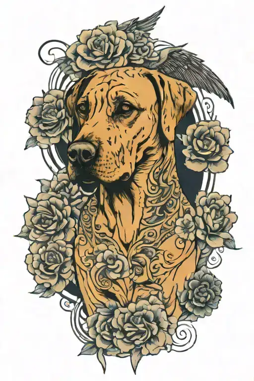 angel dogs rhodesian ridgeback tattoo design idea
