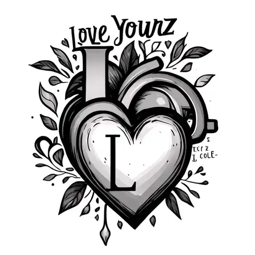 Love yourz j cole with a heart next to the L and inside the heart put 6/13/25 tattoo design idea