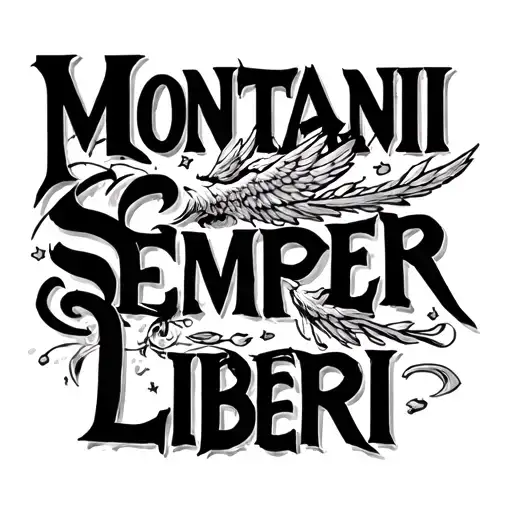 "Montani Semper Liberi" Text Only tattoo design idea