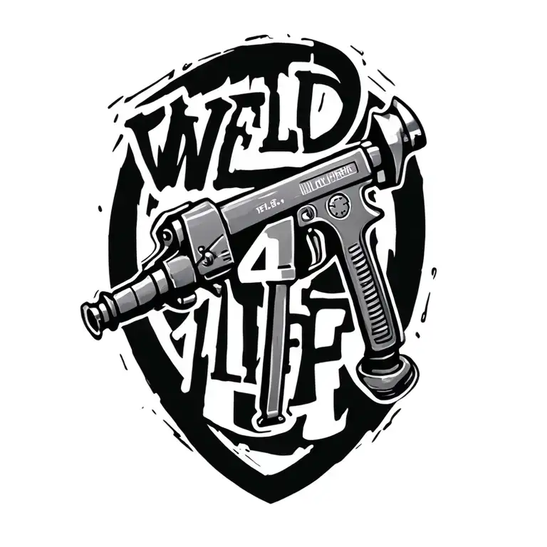 "Weld 4 Life" mig gun and weld hammer tattoo design idea
