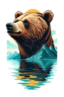 bear mountains reflected deep color with horizon accompanied with love tattoo design idea