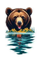 bear mountains reflected deep color with horizon accompanied with love tattoo design idea