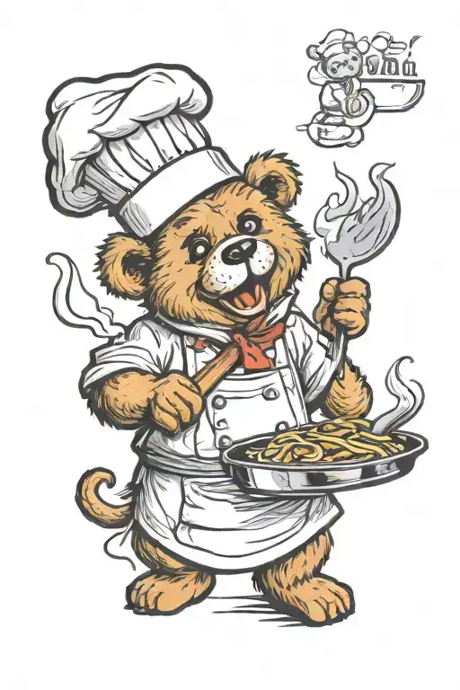teddy bear chef cooking tattoo design idea