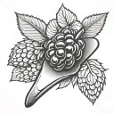 trowel with raspberry wrapped around it tattoo design idea