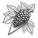 trowel with raspberry wrapped around it tattoo design idea
