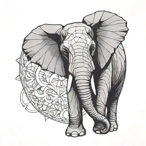 elephant in a carved or faceted design similar to a cut crystal tattoo design idea