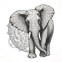 elephant in a carved or faceted design similar to a cut crystal tattoo design idea