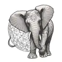 elephant in a carved or faceted design similar to a cut crystal tattoo design idea