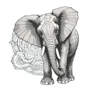 elephant in a carved or faceted design similar to a cut crystal tattoo design idea