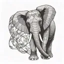 elephant in a carved or faceted design similar to a cut crystal tattoo design idea