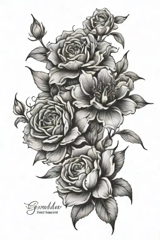 birth flower representing grandkids. January April June November  tattoo design idea