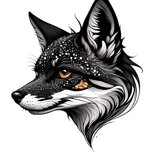 fox, Gemini zodiac sign incorporated tattoo design idea