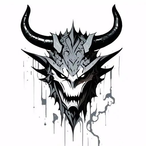Cyberpunk Oni Mask tattoo design idea