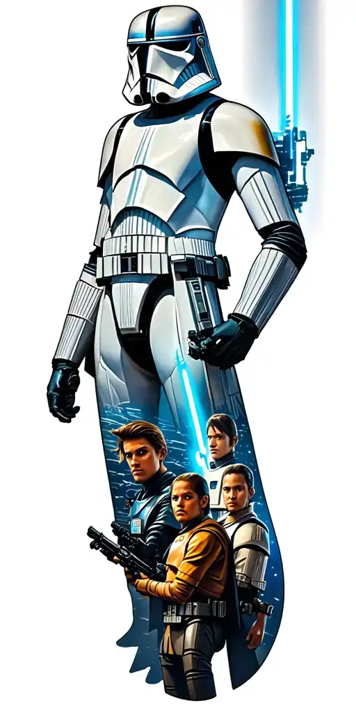 Star Wars sleeve with characters from The Clone Wars and Rebels animated TV shows tattoo design idea