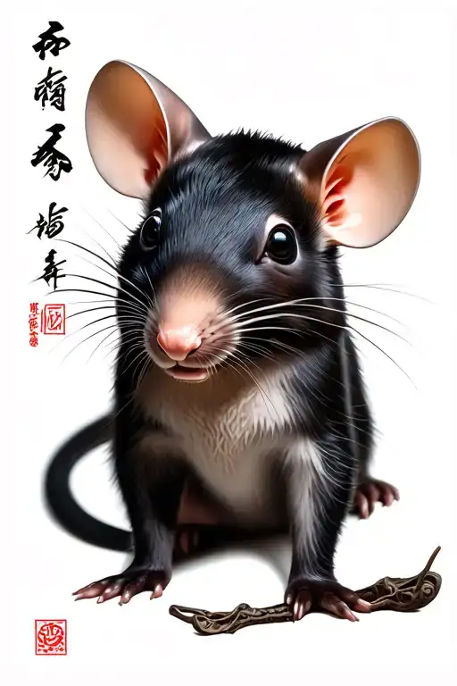year of the rat Chinese zodiac sign tattoo design idea