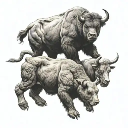 stock market bull vs bear tattoo design idea