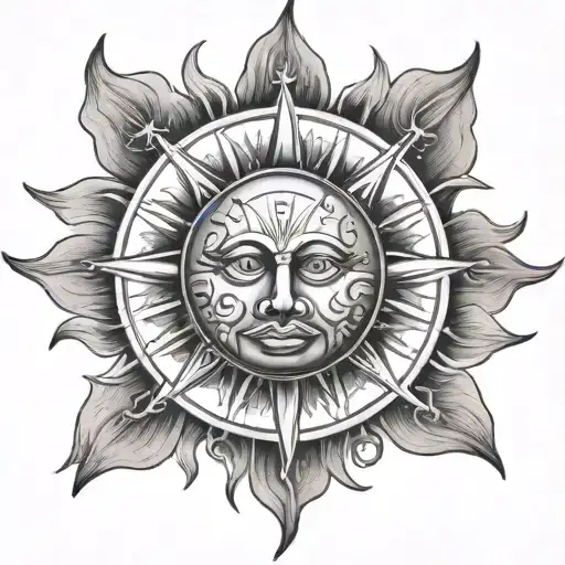 masculine sun tattoo tattoo design idea