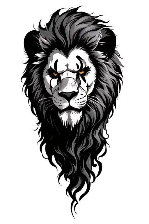 lion half joker tattoo design idea