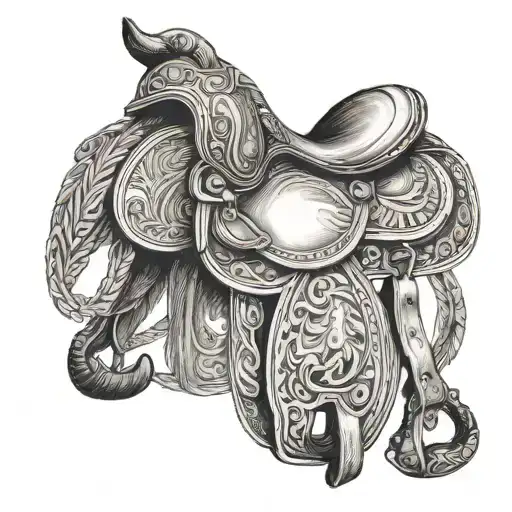 horse saddle shot by indians tattoo design idea