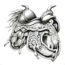 horse saddle shot by indians tattoo design idea