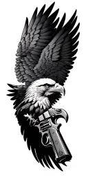 eagle, winged wheel, pistol surrounded tattoo design idea