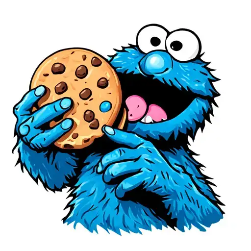 cookie monster eating cookie tattoo design idea