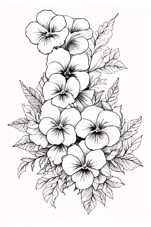 crown and pansies surrounding tattoo design idea