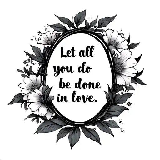 a quote saying "let all you do be done in love" with flowers inside and add a cross.  tattoo design idea