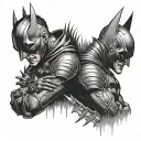 Batman who laughs holding robins head with spine still connected tattoo design idea