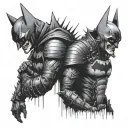 Batman who laughs holding robins head with spine still connected tattoo design idea