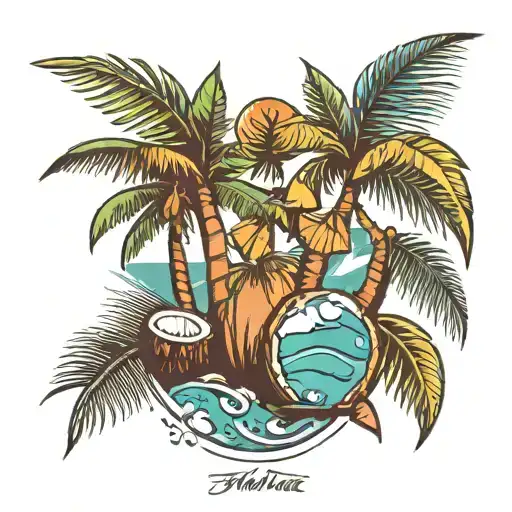 coconut tree tattoo design idea