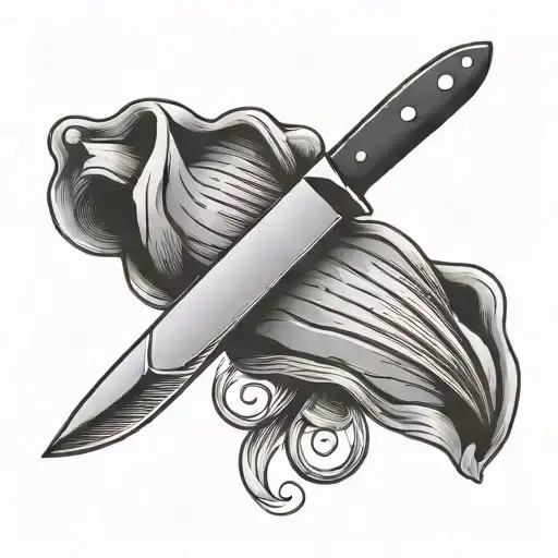 A minimalist design of a chef's knife crossed with a dart, symbolizing your passion for cooking and darts tattoo design idea