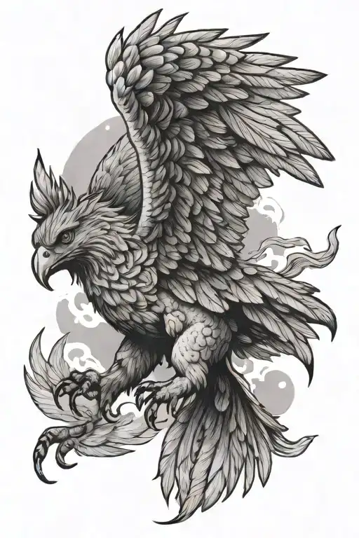 Griffin flying in sky tattoo design idea