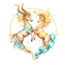 Capricorn constellation intertwined hearts tattoo design idea