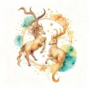 Capricorn constellation intertwined hearts tattoo design idea