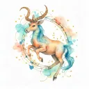 Capricorn constellation intertwined hearts tattoo design idea