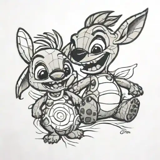 stitch Disney world olaf tattoo design idea