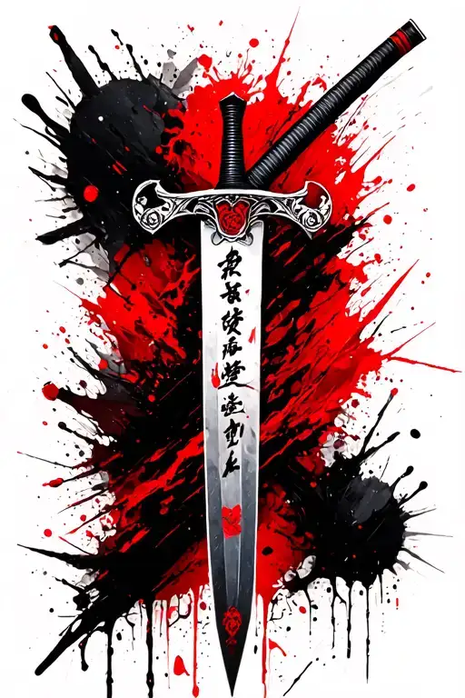 Discipline written as Samurai sword tattoo design idea